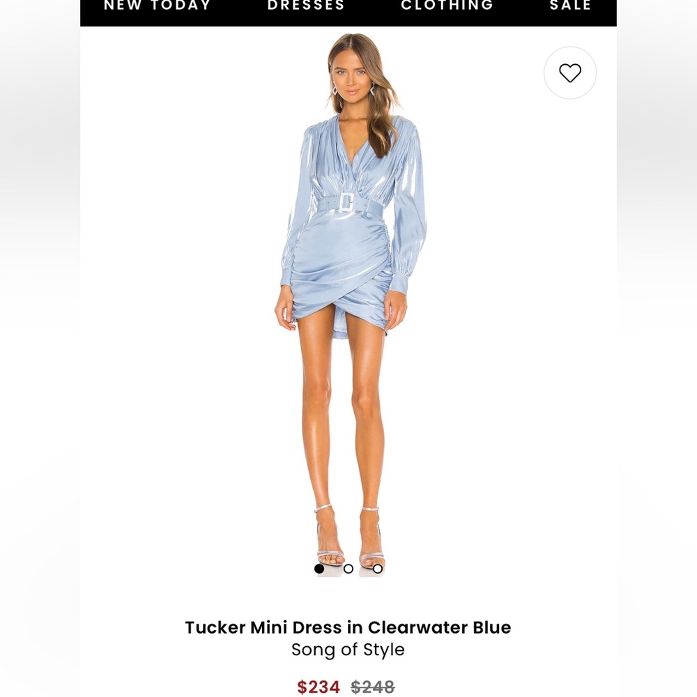 Song of Style Blue Bishop Sleeve Plunge Mini Dress